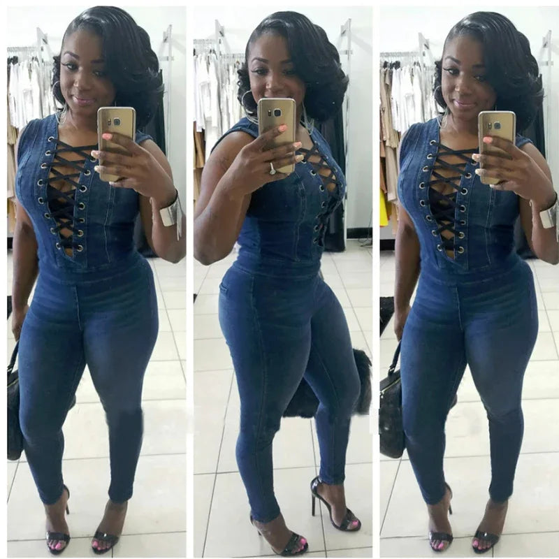 Macacão Jeans com elastano Fashion 2025