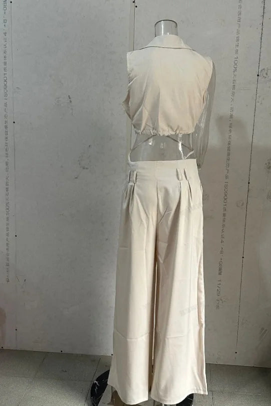 Conjunto Calça Pantalona com blusinha decote em V