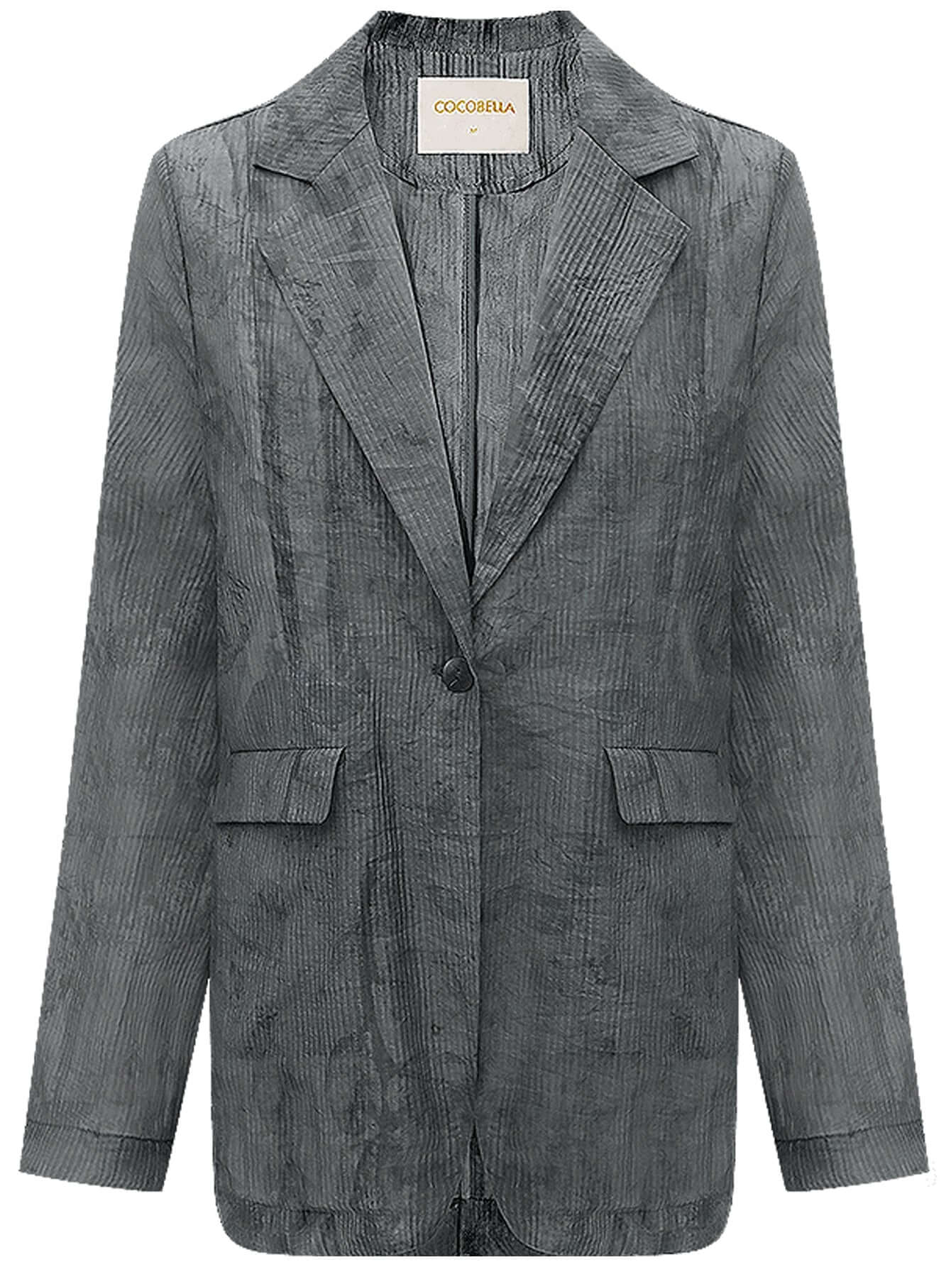 Blazer listrado drapeado com lavagem de tinta