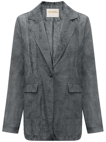 Blazer listrado drapeado com lavagem de tinta